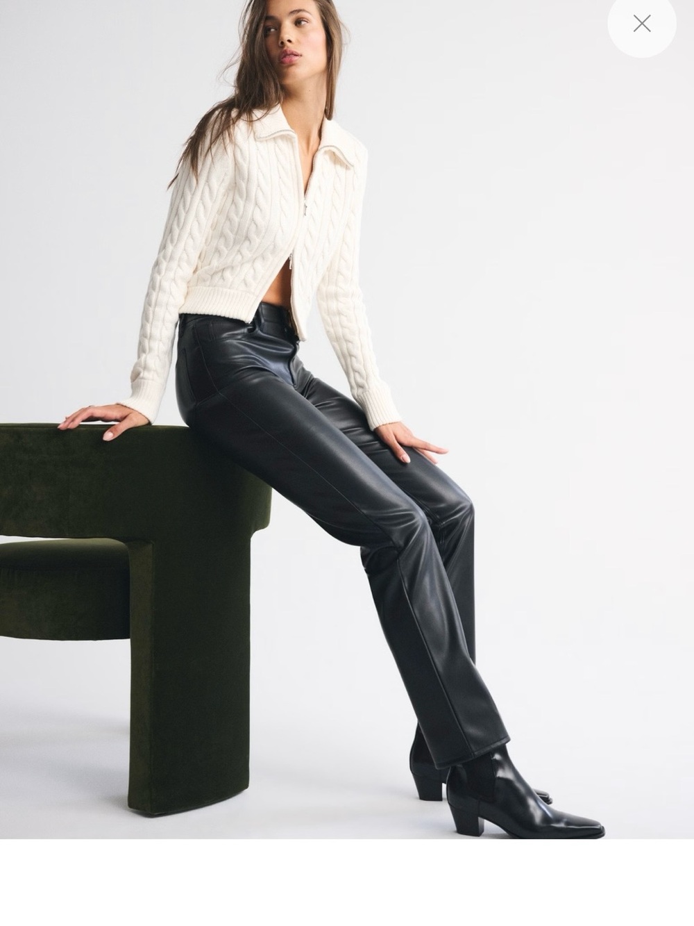 NWOT Abercrombie & Fitch Black Faux Leather Straight-Leg Pants
